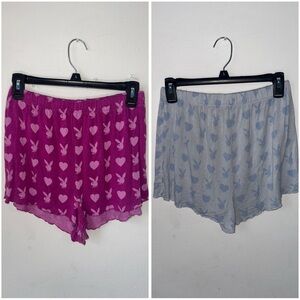2 Pairs of Playboy Women's Heart & Bunny Print Sleep Shorts